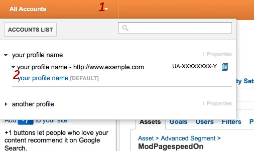 Profile switching dropdown.